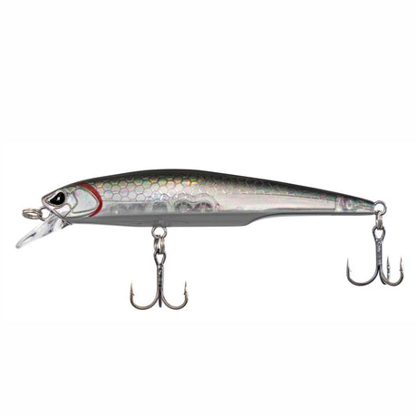 Fishing lure with a white and red body on a white background